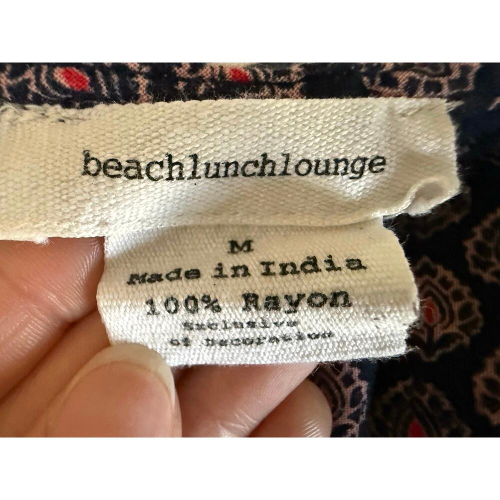 Beach Lunch Lounge Boho Tassel Border Print Dress Size M Cruise Resort Summer - Picture 6 of 9